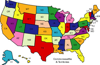 50 states map photograph